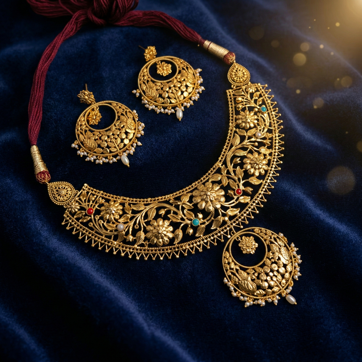 Traditional Kanbala Lotkan Golap Chatai Necklace Set