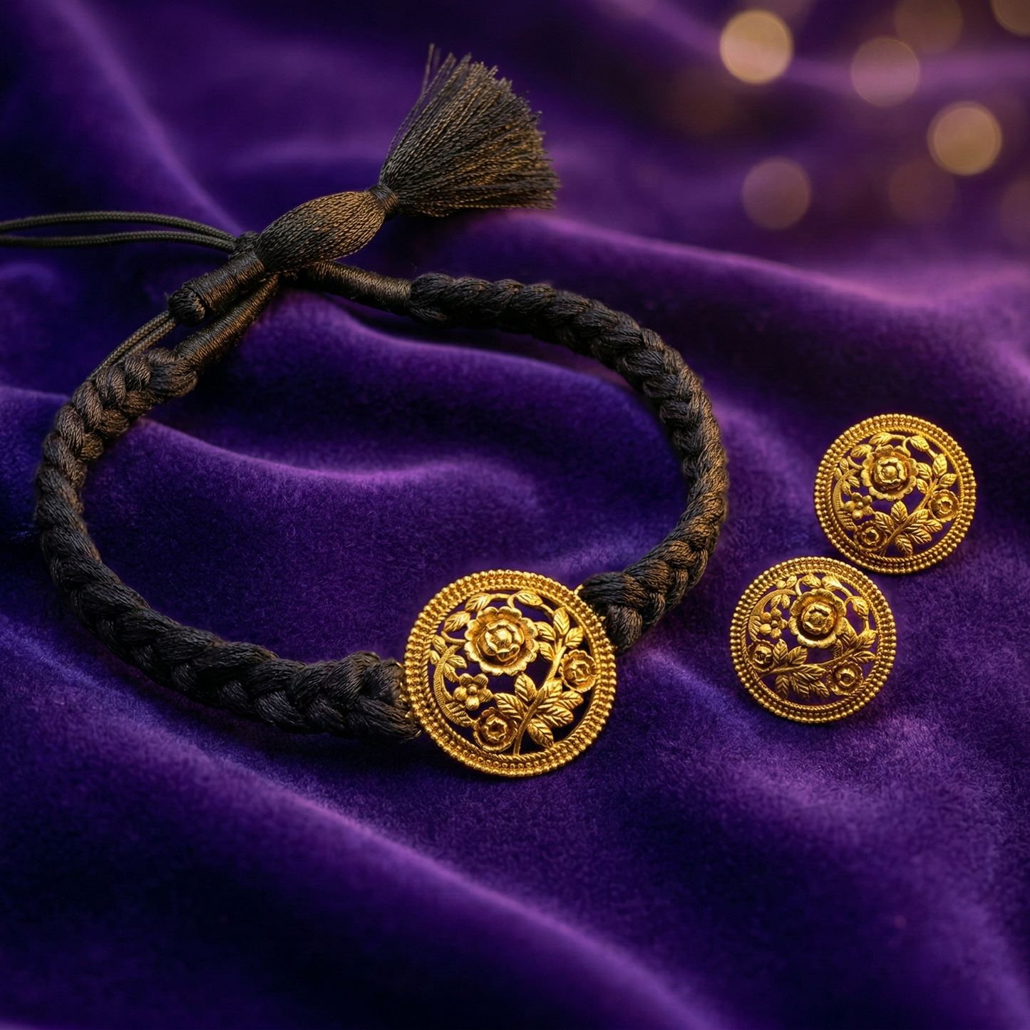 Vintage styled Golap Pendant Choker with Golap Kaan Pasha(Ear-Studs)