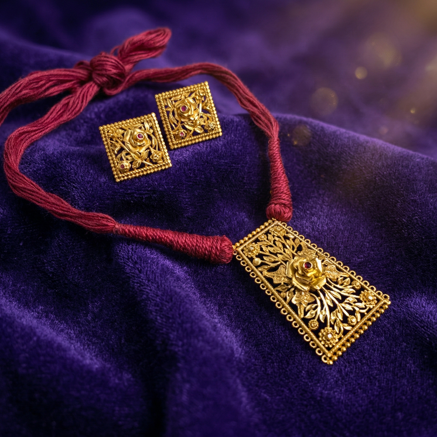 Traditional Tappered Golap Pendant Set