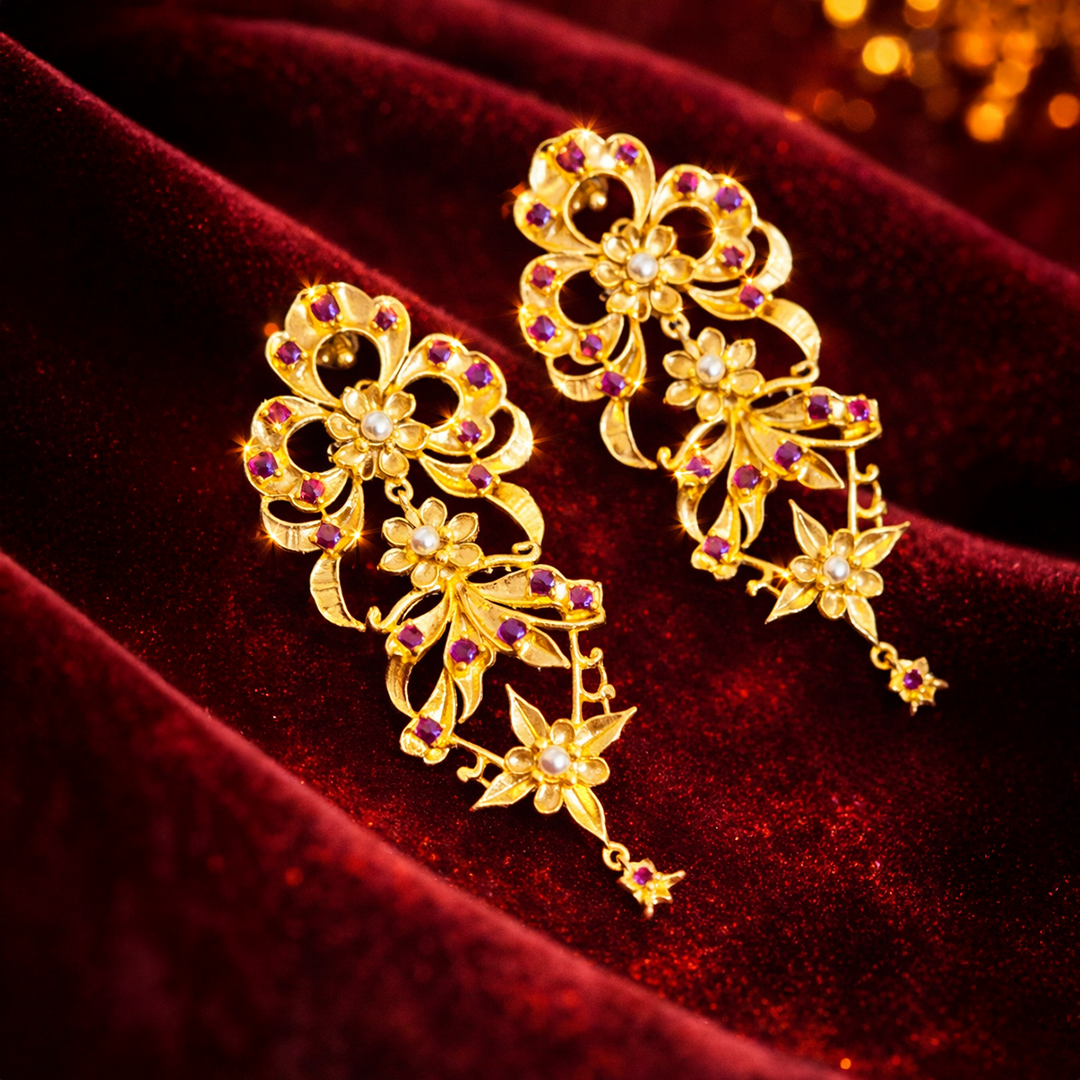 Vintage Orchid Cascade Earrings