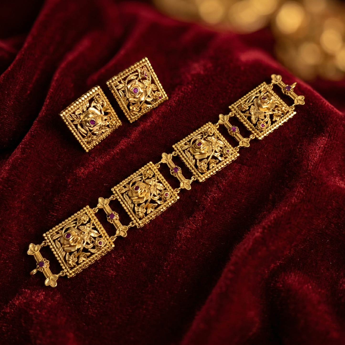 Handcrafted Golap Chouko Choker with Ear Tops