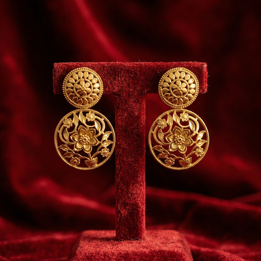 Traditional Flower Pot Design Earrings