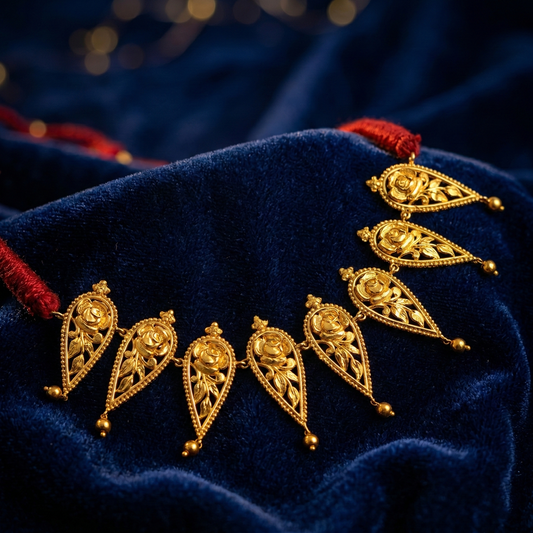 Traditional Golap Droplets Necklace with Golden Balls