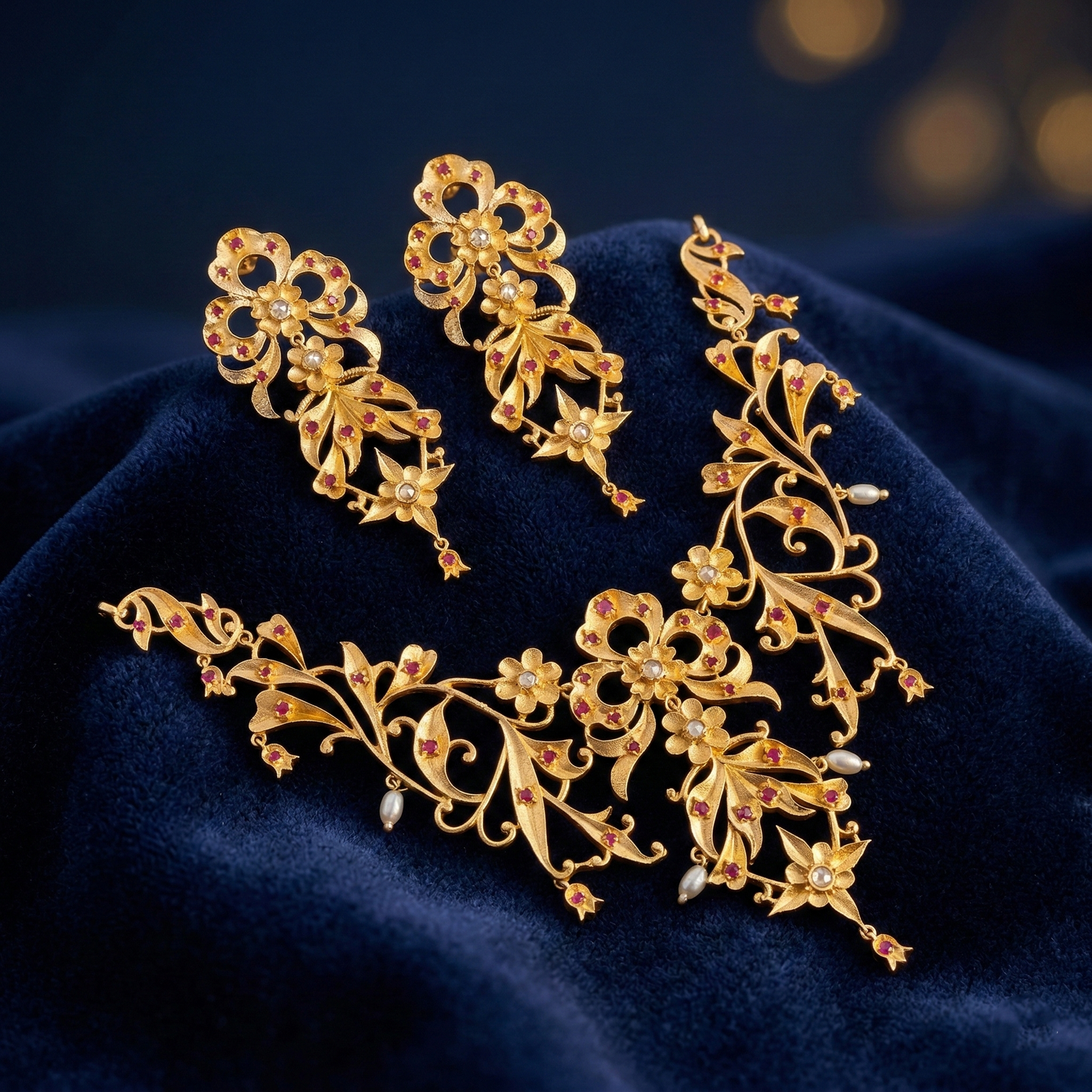 Vintage Styled Orchid Necklace Set