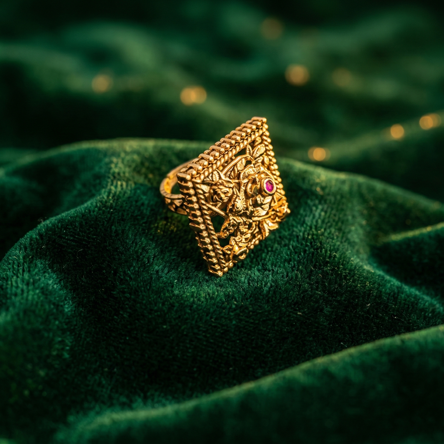 Traditional Square Golap Naksha Ring
